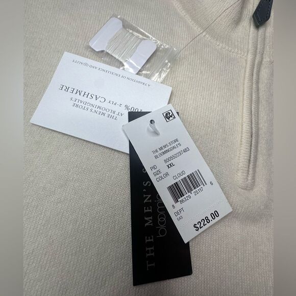 NWTs Bloomingdale’s Cashmere Half Zip Sweater Men’s Size XXL - Picture 4 of 4